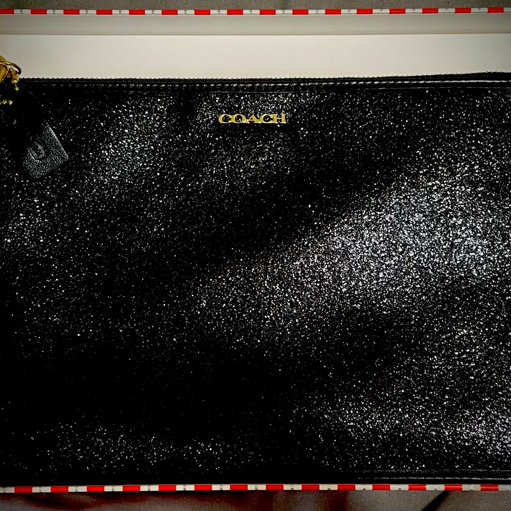 COACH Black Glitter iPad Wristlet.